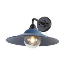 Golden 5096-OWL15 BLK-MAB-SB - Yep by Golden Lighting Croma 1-light Wall Sconce in Matte Blue shade and Seeded Glass Ball